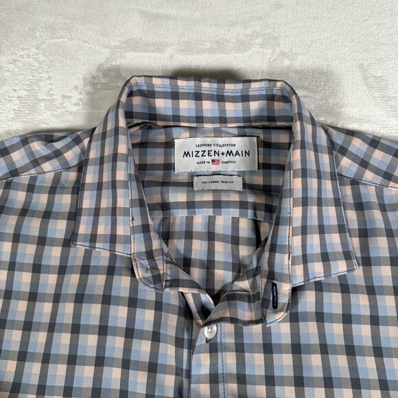 Mizzen Main Shirt Men Size XXL Plaid Trim Fit Long Sleeve Made in USA Leeward - Picture 2 of 9